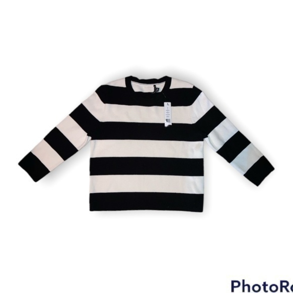 Theory harmony S black ivory striped sweater nwt